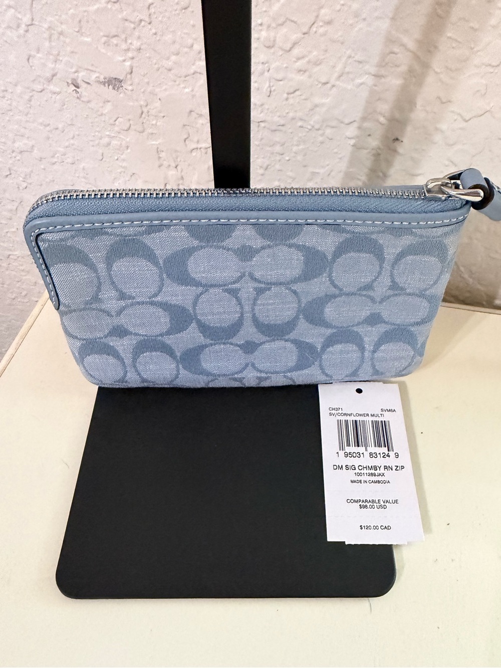 Coach Light Blue Denim Zip Wristlet - Picture 2 of 6